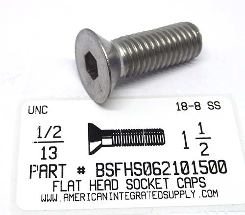 5/8-11X1-1/2 FLAT HEAD SOCKET CAP SCREW 18-8 STAINLESS STEEL