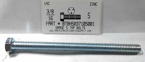 3/8-16X5 HEX HEAD TAP BOLT GRADE 5 STEEL ZINC PLATED