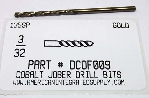 3/32 COBALT DRILL JOBBER LENGTH GOLD