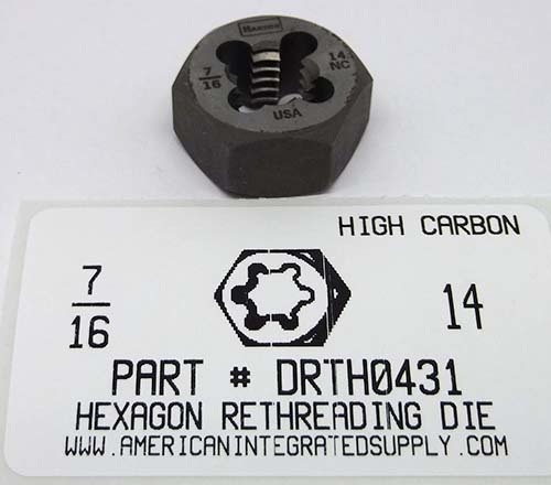 7/16-14 HEX RETHREADING DIE HIGH CARBON STEEL