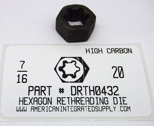 7/16-20 HEX RETHREADING DIE HIGH CARBON STEEL