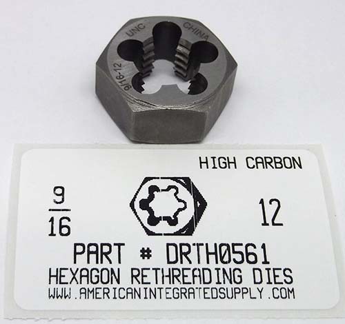 9/16-12 HEX RETHREADING DIE HIGH CARBON STEEL