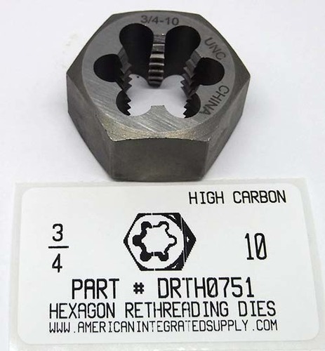 3/4-10 HEX RETHREADING DIE HIGH CARBON STEEL