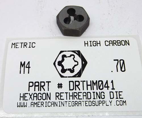 M4-.70 HEX RETHREADING DIE HIGH CARBON STEEL