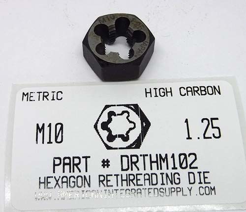 M10-1.25 HEX RETHREADING DIE HIGH CARBON STEEL