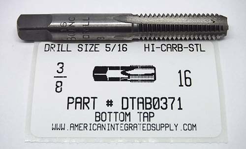 3/8-16 BOTTOM HAND TAP HIGH CARBON STEEL