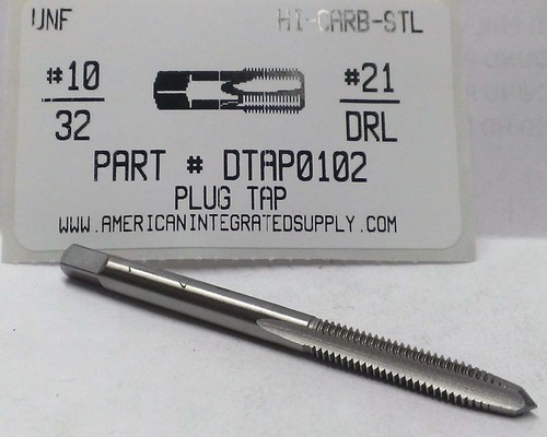 10-32 PLUG HAND TAP HIGH CARBON STEEL DRILL SIZE #21