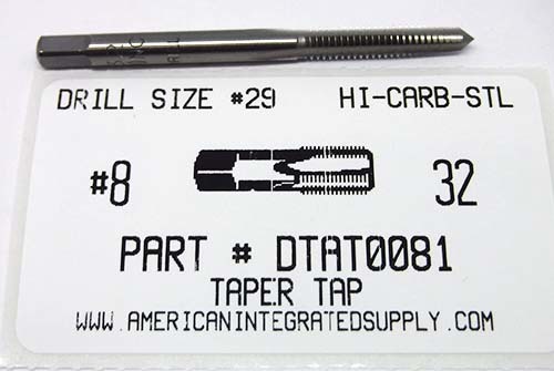 8-32 TAPER HAND TAP HIGH CARBON STEEL