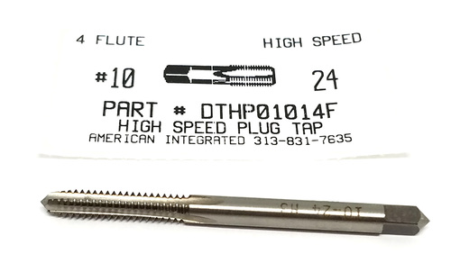 10-24 HIGH SPEED STEEL PLUG TAP 4 FLUTE