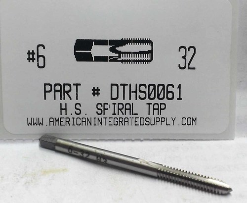 6-32 HSS SPIRAL POINT PLUG TAP 2 FLUTE DRILL SIZE #36