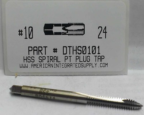 10-24 HSS SPIRAL POINT PLUG TAP 2 FLUTE DRILL SIZE #25