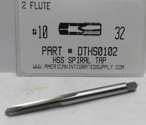 10-32 HSS SPIRAL POINT PLUG TAP 2 FLUTE DRILL SIZE #21