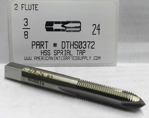 3/8-24 HSS SPIRAL POINT PLUG TAP 3 FLUTE DRILL SIZE LETTER Q