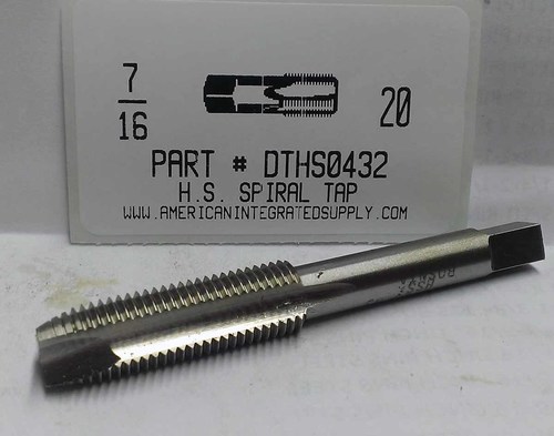 7/16-20 HSS SPIRAL POINT PLUG TAP 3 FLT DRILL SIZE 25/64