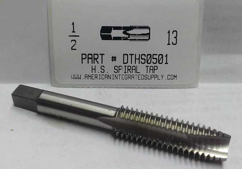 1/2-13 HSS SPIRAL POINT PLUG TAP 3 FLUTE DRILL SIZE 27/64