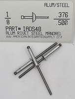 1/8 BLIND RIVET .376-.500 GRIP ALUMINUM RIVET STEEL MANDREL