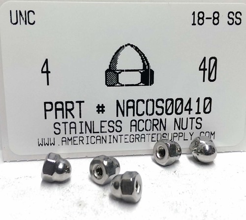 #4-40 ACORN CAP NUT 18-8 STAINLESS STEEL