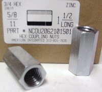 5/8-11X3/4X1-1/2 HEX COUPLING NUT STEEL ZINC PLATED (DISCONTINUED)