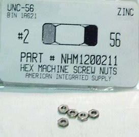 #2-56 HEX MACHINE SCREW NUT STEEL ZINC PLATED