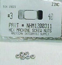 #3-48 HEX MACHINE SCREW NUT STEEL ZINC PLATED