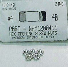 #4-40 HEX MACHINE SCREW NUT STEEL ZINC PLATED