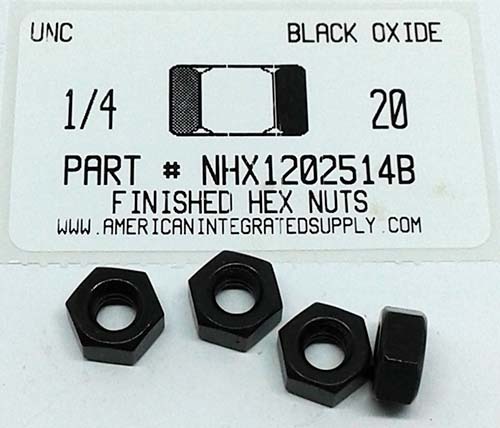 1/4-20 FINISHED HEX NUT STEEL BLACK OXIDE