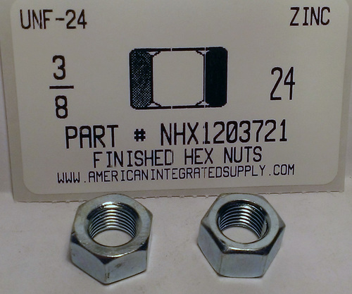 3/8-24 FINISHED HEX NUT ASTM A563 GRADE A STEEL ZINC PLATED