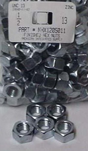 1/2-13 FINISHED HEX NUT ASTM A563 GRADE A STEEL ZINC PLATED