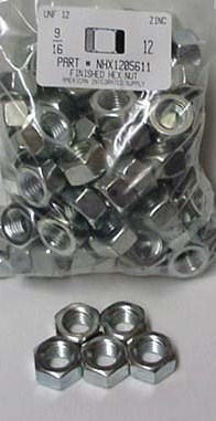 9/16-12 FINISHED HEX NUT ASTM A563 GRADE A STEEL ZINC PLATED