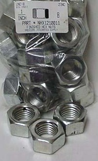 1-8 FINISHED HEX NUT ASTM A563 GRADE A STEEL ZINC PLATED