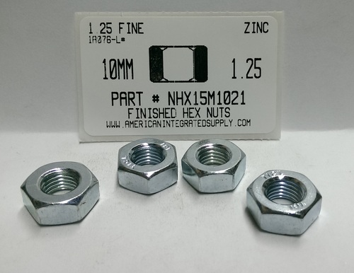 M10-1.25 FINISHED HEX NUT CLASS 8 STEEL ZINC PLATED D934