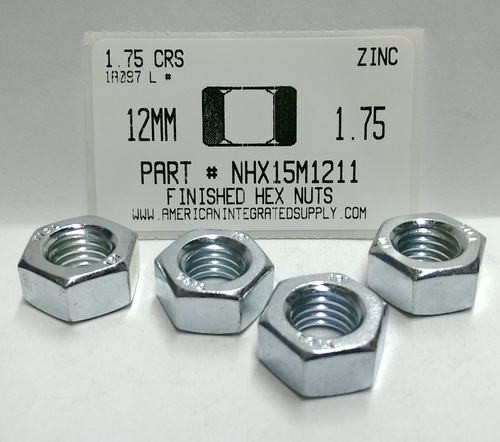 M12-1.75 FINISHED HEX NUT CLASS 8 STEEL ZINC D934