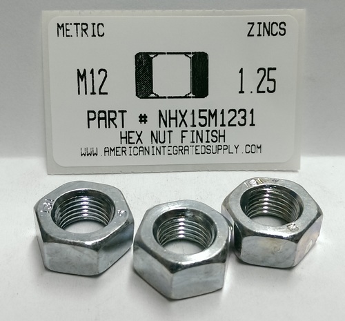 M12-1.25 FINISHED HEX NUT CLASS 8 STEEL ZINC D934