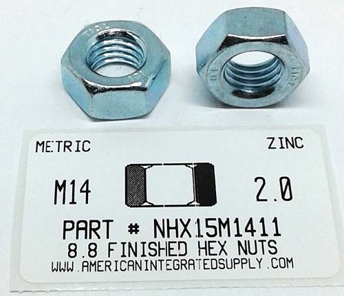 M14-2.00 FINISHED HEX NUT CLASS 8 STEEL ZINC PLATED D934