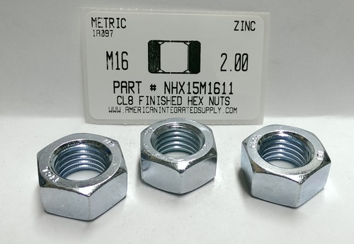 M16-2.00 FINISHED HEX NUT CLASS 8 STEEL ZINC D934