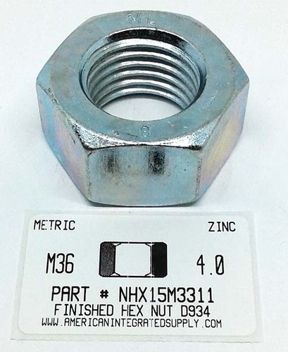 M36-4.00 FINISHED HEX NUT CLASS 8 STEEL ZINC D934