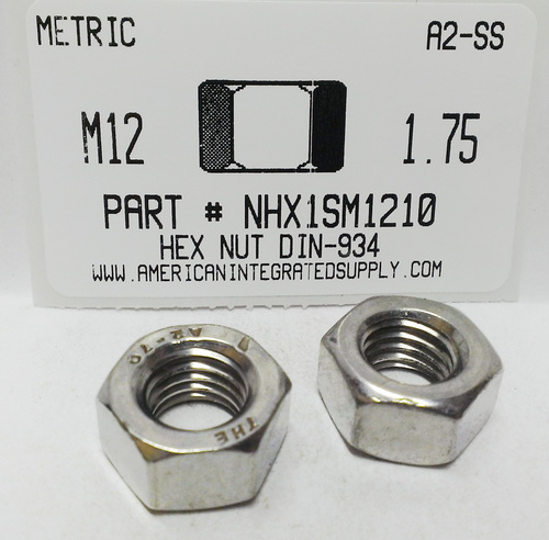 M12-1.75 HEX NUT A2 STAINLESS STEEL D934