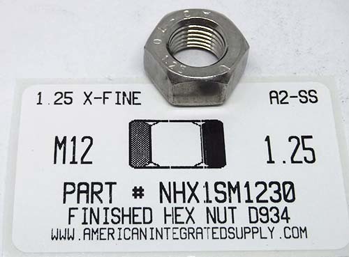 M12-1.25 HEX NUT A2 STAINLESS STEEL D934