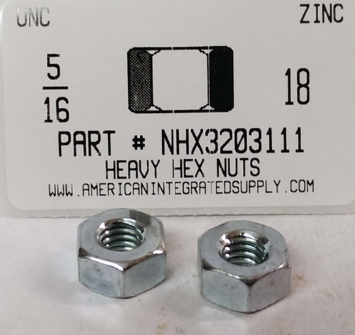 5/16-18 HEAVY HEX NUT STEEL ZINC PLATED