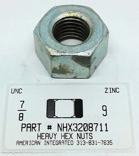 7/8-9 FINISHED HEAVY HEX NUT STEEL ZINC PLATED