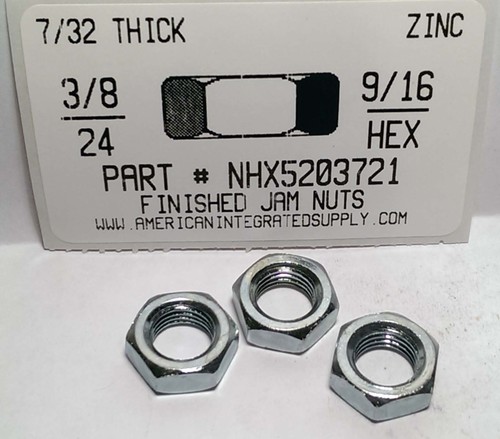 3/8-24 FINISHED HEX JAM NUT STEEL ZINC PLATED