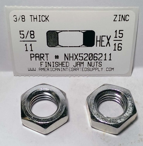 5/8-11 FINISHED HEX JAM NUT STEEL ZINC PLATED