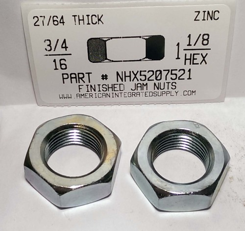 3/4-16 FINISHED HEX JAM NUT STEEL ZINC PLATED