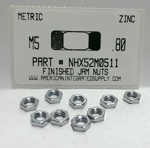 M5-.80 FINISHED HEX JAM NUT STEEL ZINC D439B