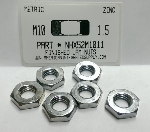 M10-1.50 FINISHED HEX JAM NUT STEEL ZINC D439B