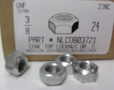 3/8-24 HEX CONE TOP LOCKNUT GRADE C STEEL ZINC PLATED