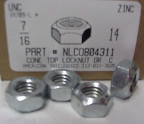 7/16-14 HEX CONE TOP LOCKNUT GRADE C STEEL ZINC PLATED