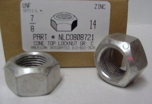 7/8-14 HEX CONE TOP LOCKNUT GRADE C STEEL ZINC PLATED