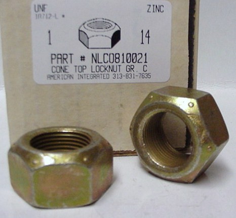 1-14 HEX CONE TOP LOCKNUT GRADE C STEEL ZINC PLATED