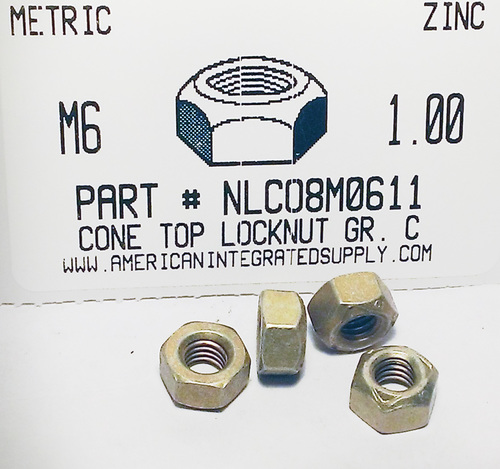 M6-1.00 HEX CONE TOP LOCKNUT CLASS 10 STEEL ZINC PLATED